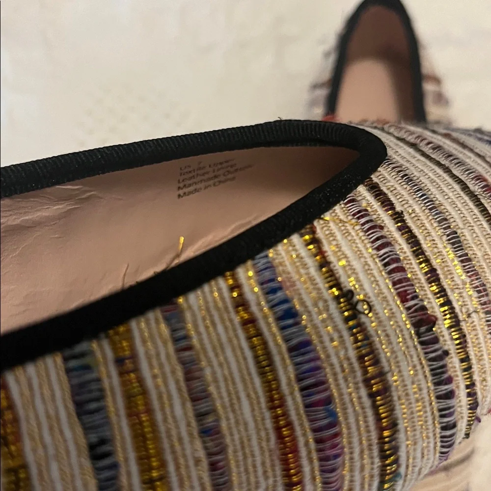 Tuckernuck Women’s Multicolor Nina Tweed Neutral Woven Striped Ballet Flats 7